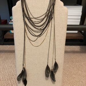 Like New Stella & Dot Layered feathers necklace